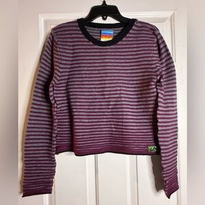 UNIF Purple and Gray Striped Crewneck Sweater